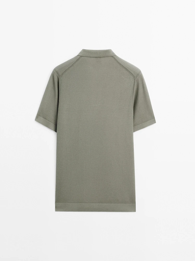 100% cotton knit polo collar sweater