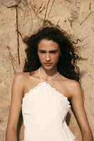 HALTER RUFFLED SHORT DRESS