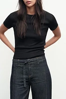 SHORT SLEEVE RIB TOP