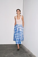 CHECKERED MIDI SKIRT ZW COLLECTION
