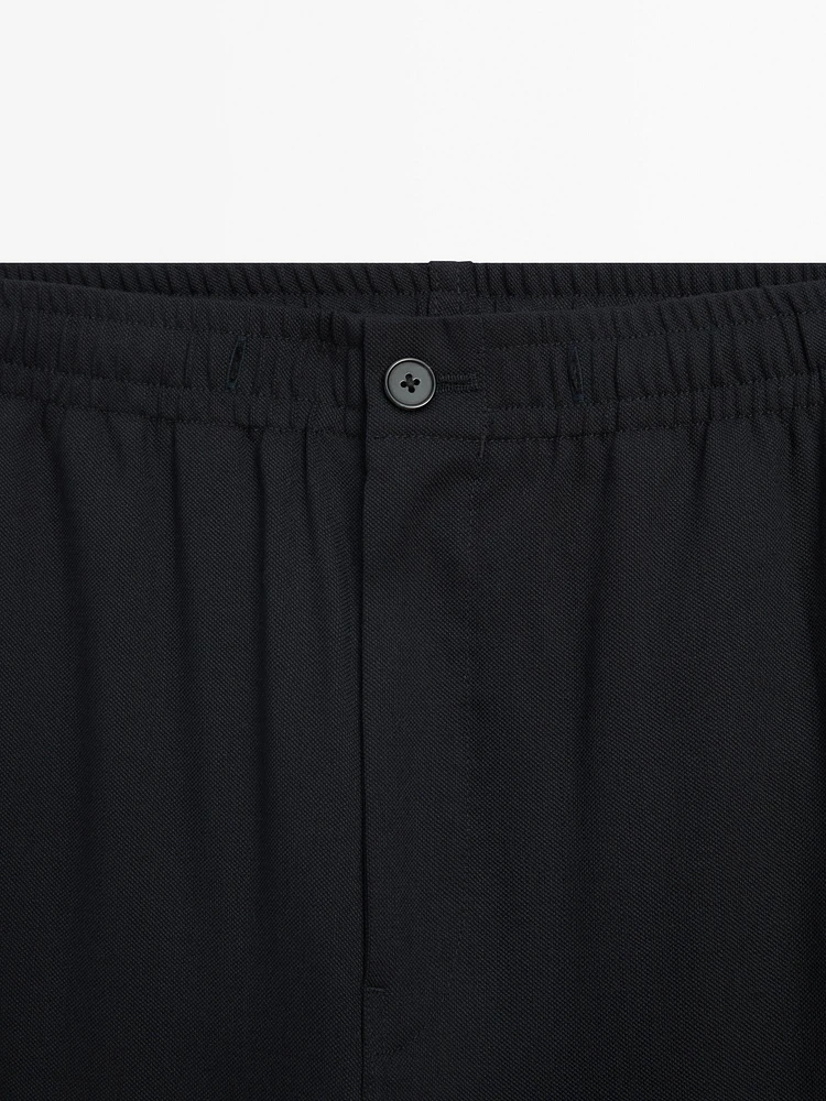 100% wool jogger fit trousers