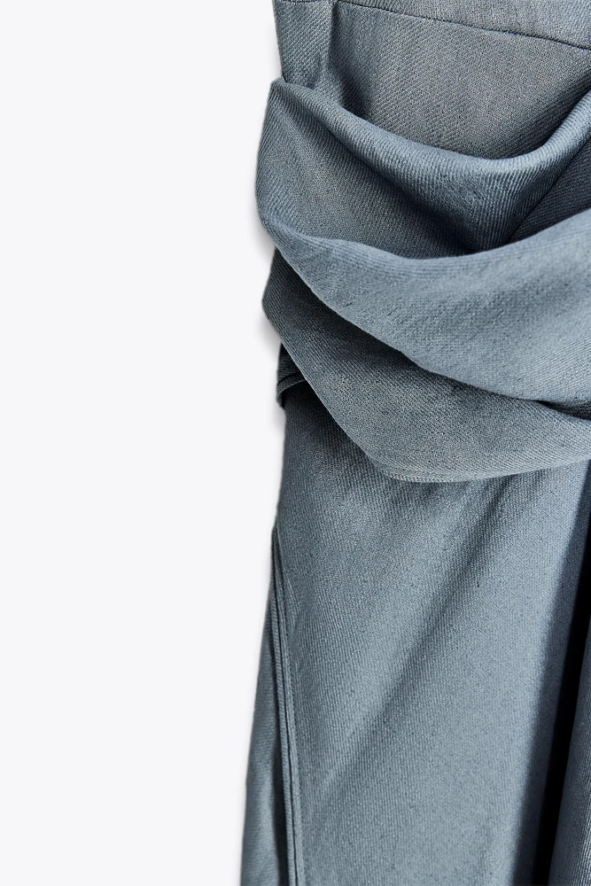 LINEN BLEND DRAPED DRESS ZW COLLECTION