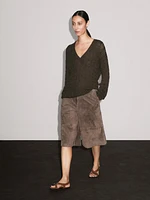 Pull en maille tressée à col V