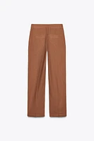 LINEN BLEND STRAIGHT PANTS