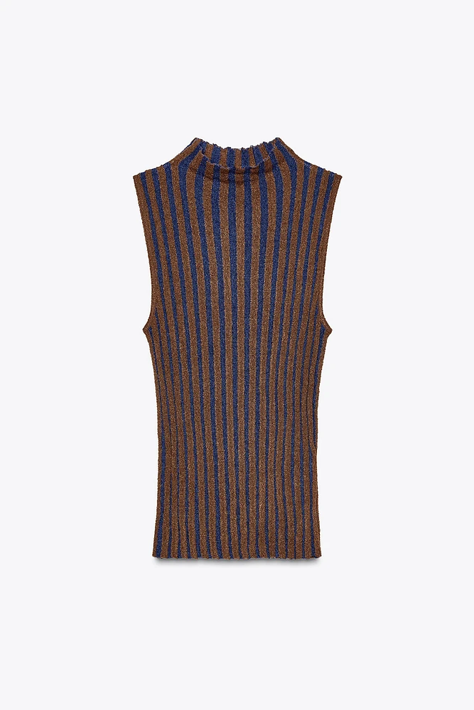 STRIPED CROPPED KNIT TOP