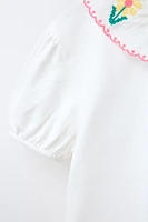 EMBROIDERED PETER PAN COLLAR T-SHIRT