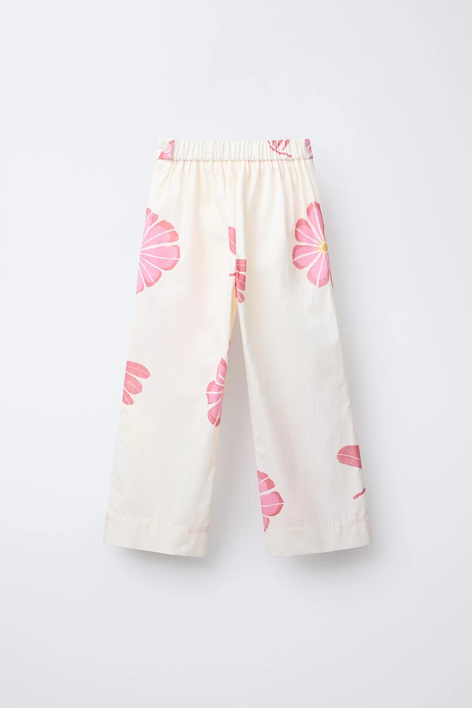 PANTALON DROIT À FLEURS