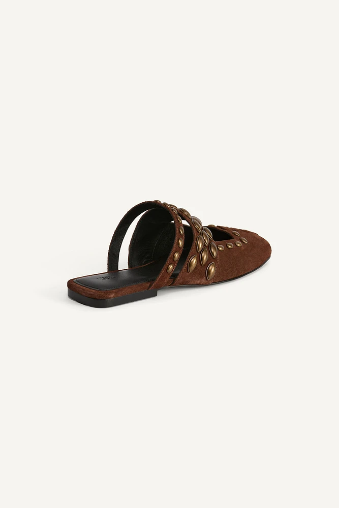 LIMITED EDITION STUDDED SPLIT LEATHER MULES