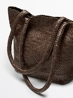 Braided nappa leather medium tote bag