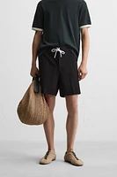 REGULAR FIT DRAWSTRING BERMUDA SHORTS