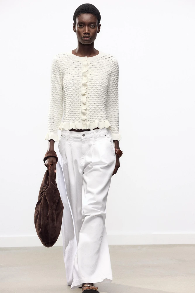 RUFFLED KNIT CARDIGAN