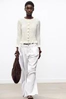 RUFFLED KNIT CARDIGAN