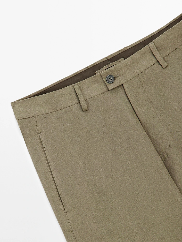 100% linen suit trousers