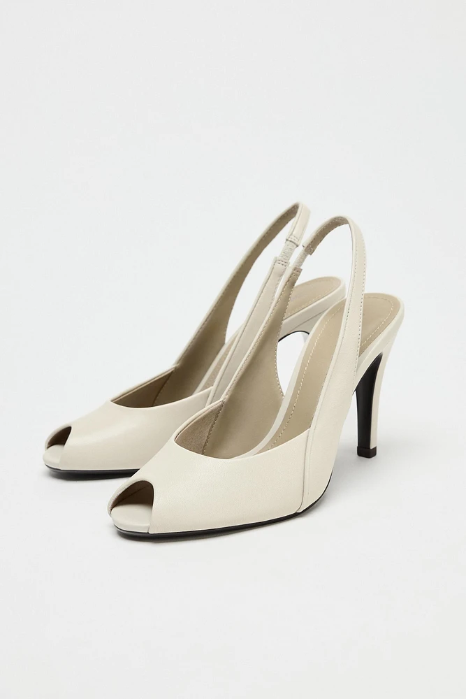 LEATHER OPEN HEELED SANDALS