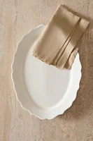 EARTHENWARE SERVING DISH WITH RAISED-DESIGN EDGE