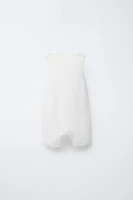OPENWORK KNIT OVERALL SHORTS