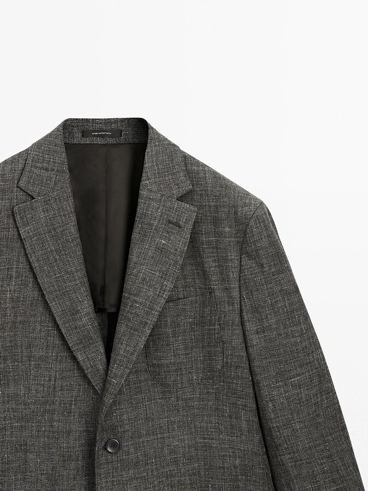 Blazer en lin et coton mélangés