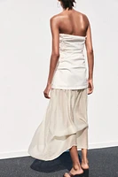 COMBINATION STRAPLESS MIDI DRESS