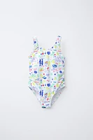 6-14 ANS/ MAILLOT DE BAIN UNE PIÈCE À IMPRIMÉ PLAGE