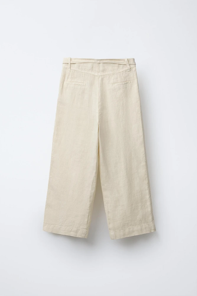 PANTALON 100 % LIN À PLIS