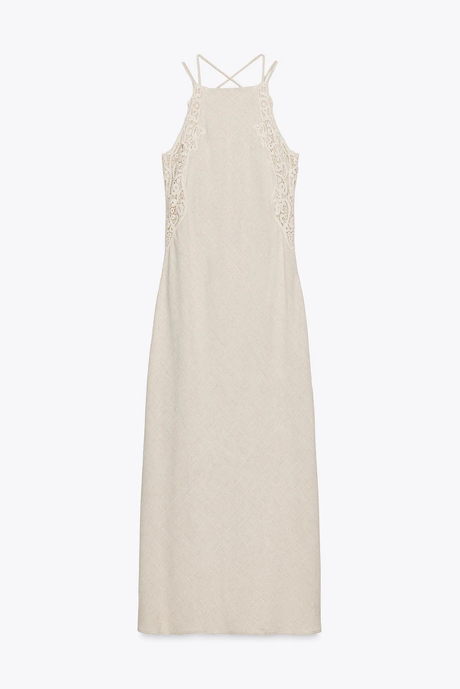 COMBINATION CROCHET MIDI DRESS