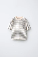 WOVEN STRIPE POCKET T-SHIRT