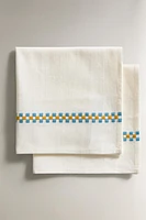 LOT SERVIETTES DE TABLE COTON FRISES MULTICOLORES