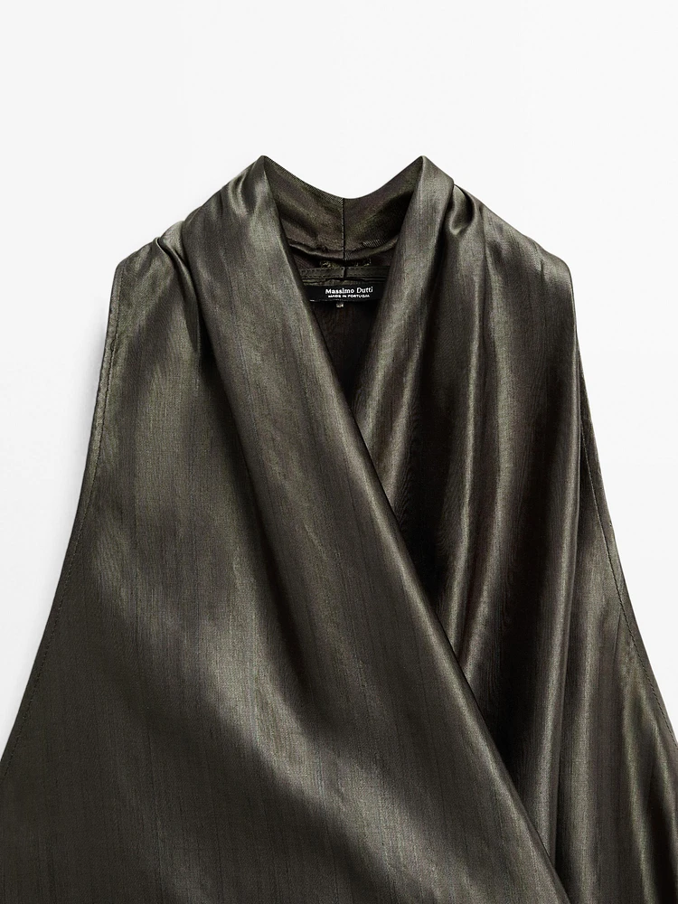 Top jacquard à encolure américaine cache-cœur