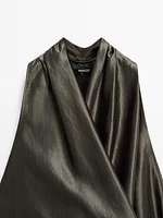 Top jacquard à encolure américaine cache-cœur