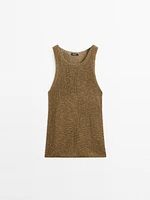 Top en maille fantaisie à encolure américaine