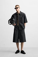 PLEATED WIDE LEG BERMUDA SHORTS
