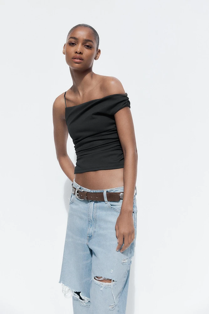RUCHED ASYMMETRIC TOP