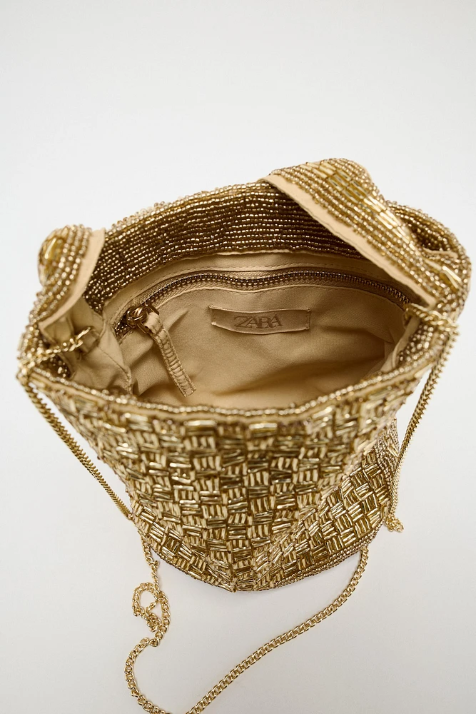 SEQUIN MINI BUCKET BAG