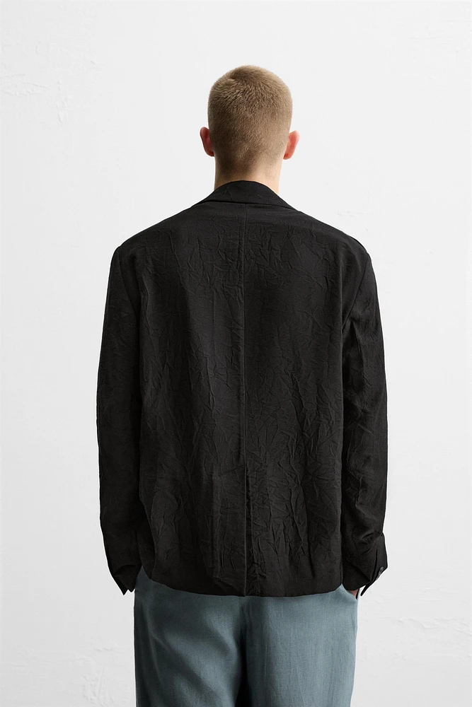 RELAXED FIT WRINKLED JACQUARD BLAZER