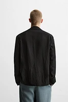 RELAXED FIT WRINKLED JACQUARD BLAZER