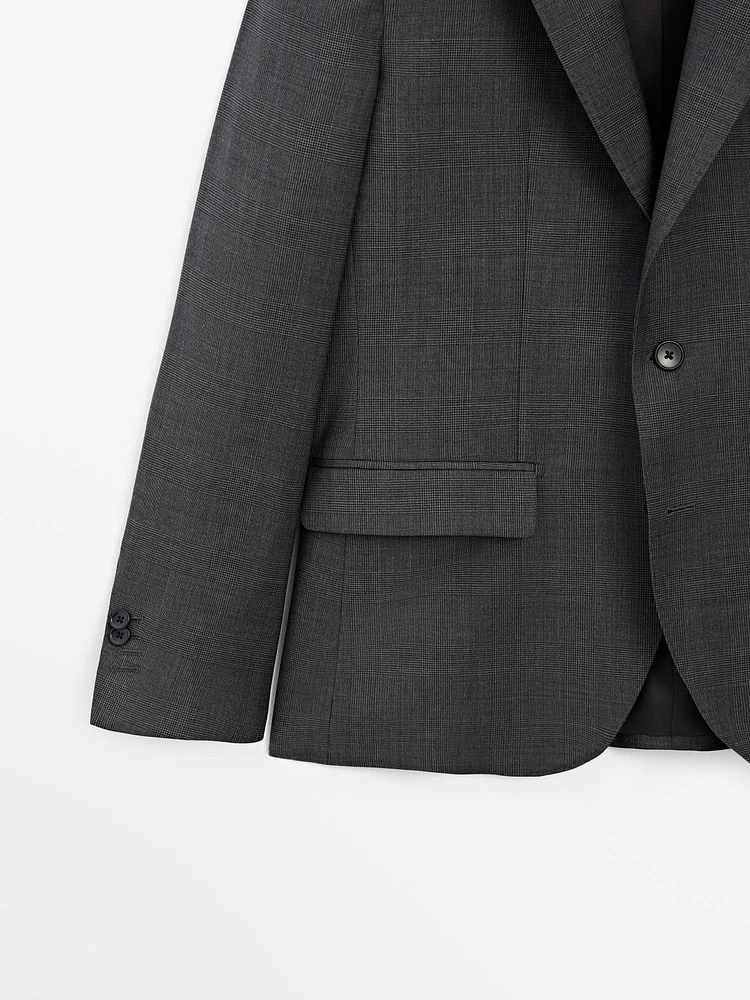 Veste de costume à carreaux 100 % laine