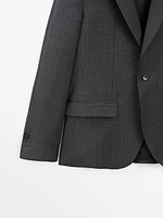 Veste de costume à carreaux 100 % laine