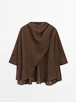 Check linen blend cape