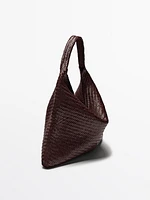 Grand sac cabas tressé en cuir nappa