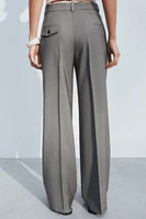 100% WOOL STRAIGHT LEG PANTS ZW COLLECTION