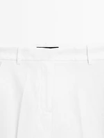 Stretch linen blend trousers