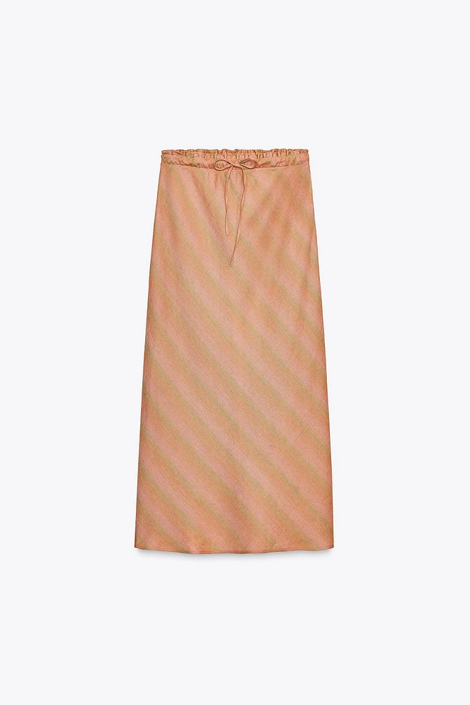 ZW COLLECTION 100% LINEN MIDI SKIRT