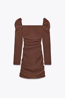 STRETCH GATHERED MINI DRESS
