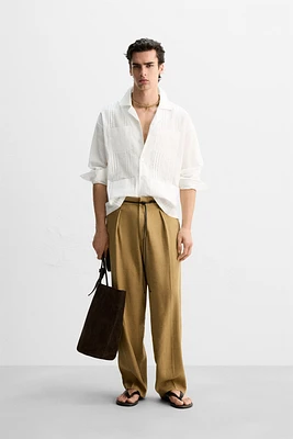 CHEMISE À PINCES COTON - LIN