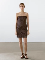 Mini dress with blonde lace detail