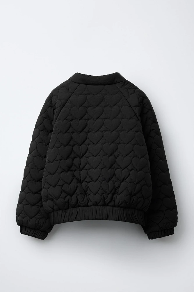 QUILTED HEART BOMBER JACKET