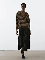 100% linen striped knit sweater