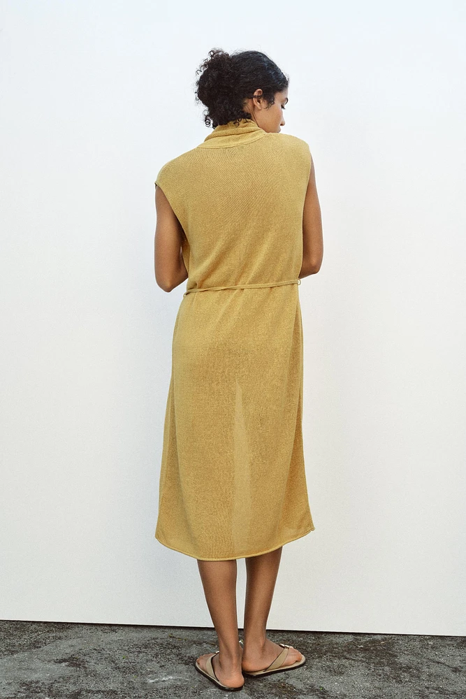 GILET LONG EN MAILLE AVEC LIN