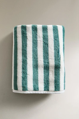 SERVIETTE DE BAIN ENFANT VELOURS RAYURES