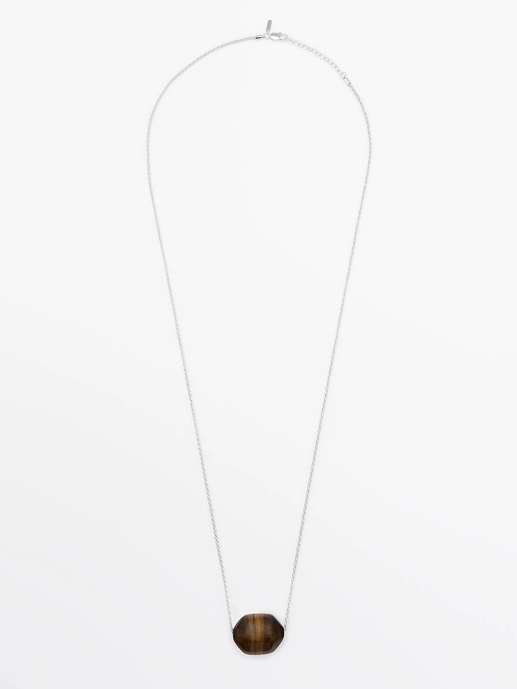Chain necklace with natural stone
